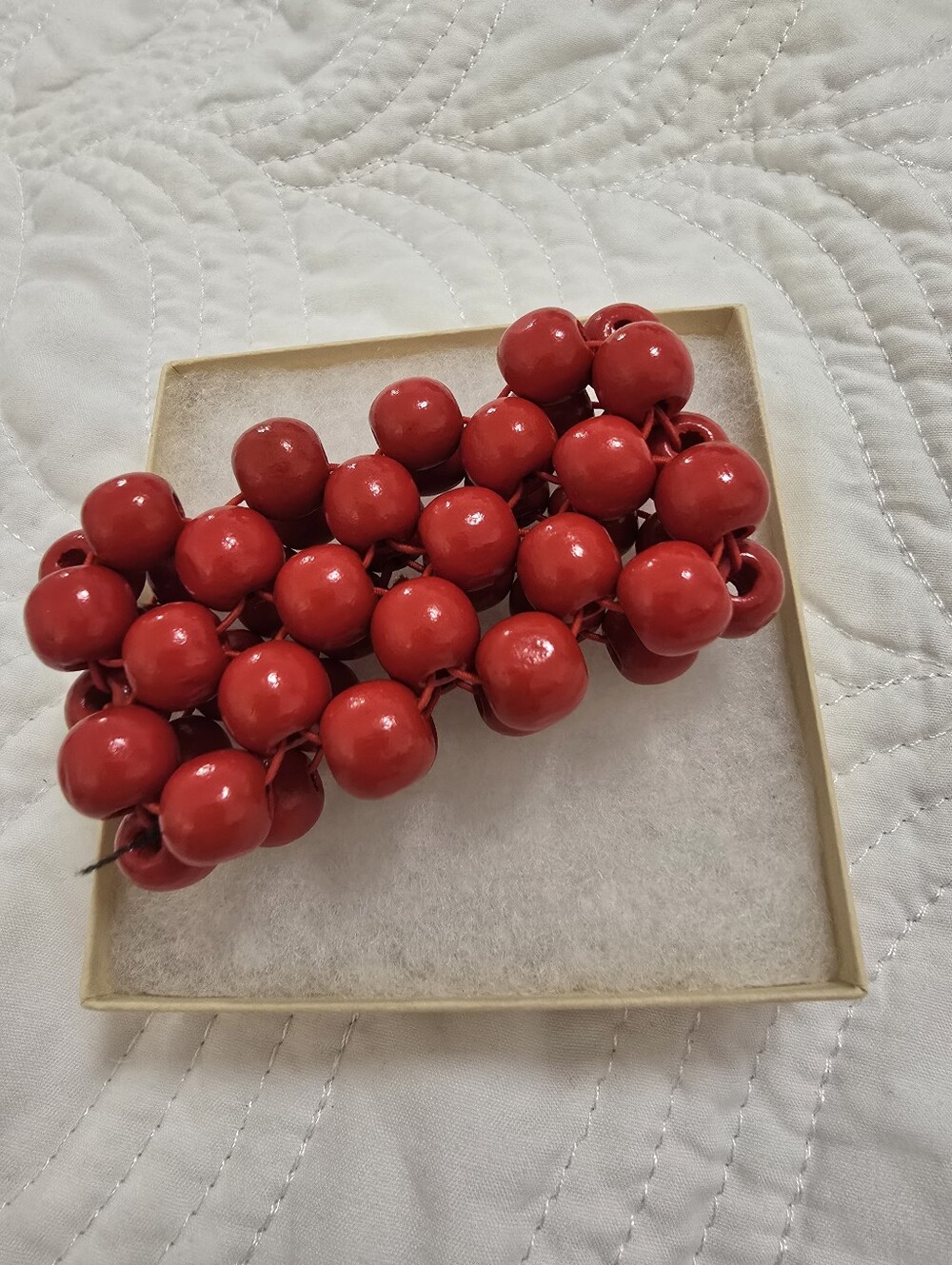 Vintage Red Bead Cluster Stretchy Bracelet - Women Accessories